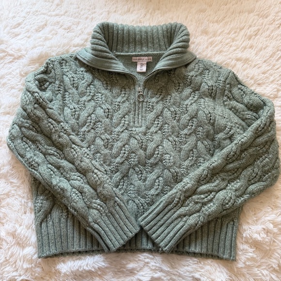 Sincerly Jules Sweaters - Sincerely Jules Mint Cable Knit Cowl Sweater